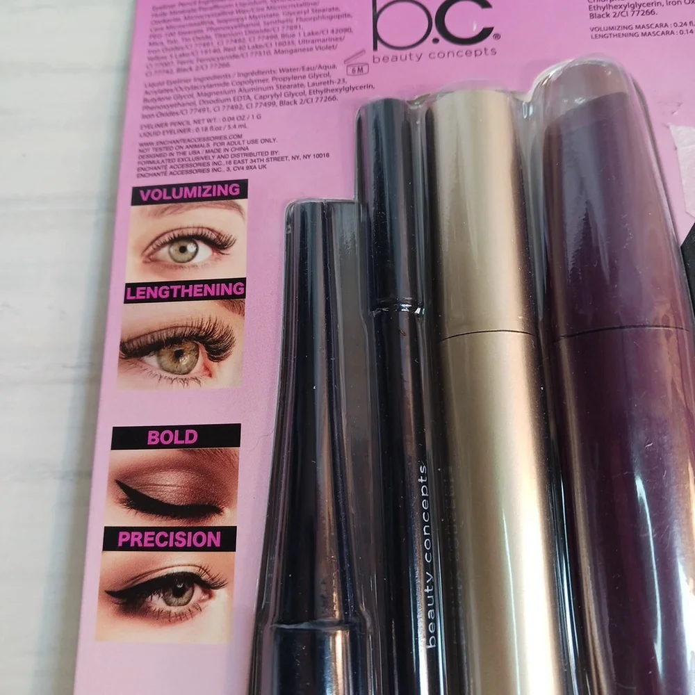 Beauty Concepts Mascara Eyeliner 4 Pc Collection Jet Black